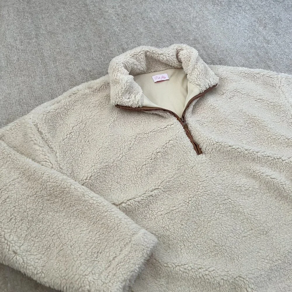Pink Lily Faux Fur Zip Up Popover Jacket L